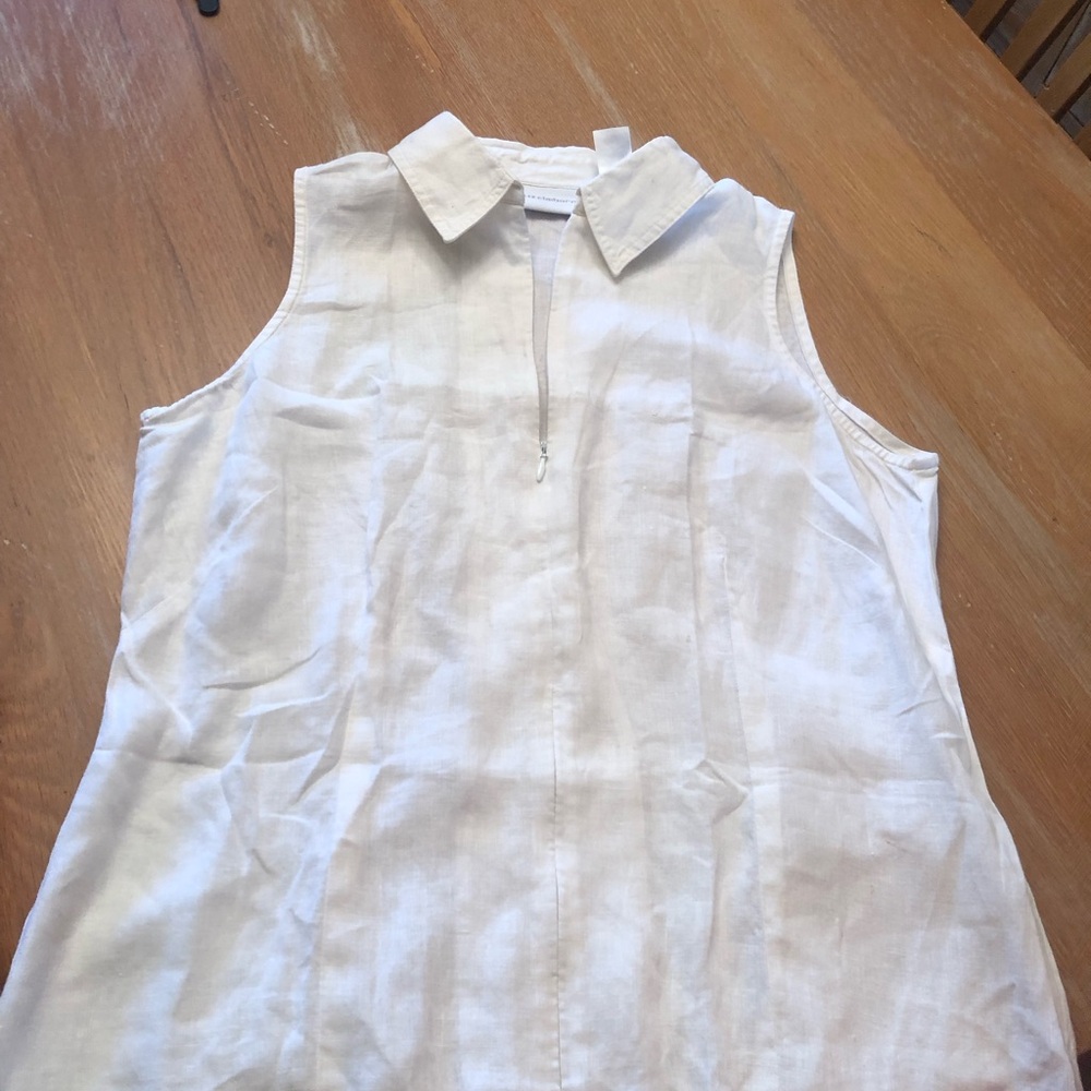 White linen sleeveless blouse
